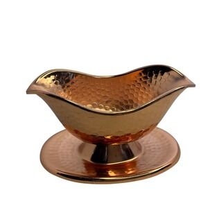 Teleflora Hammered Copper Tone Metal Pedestal Bowl Wavy Decorative Centerpiece